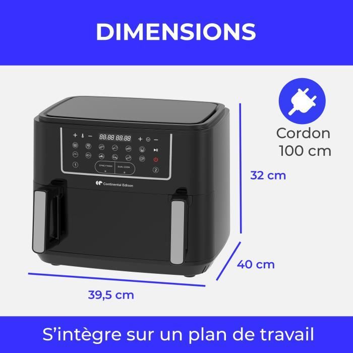 Friggitrice ad aria Continental Edison CEFR2400TB - 2600 W - 10,5 L - Nero