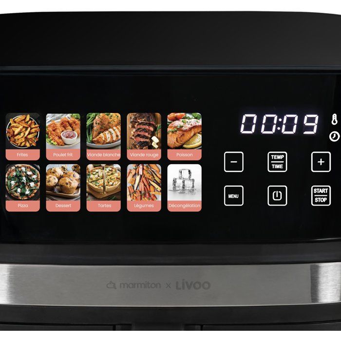 Friggitrice ad aria - LIVOO x Marmiton - DOC343CO - 8 L - 1700 W - 30 ricette tramite codice QR - Display digitale touchscreen al 100%