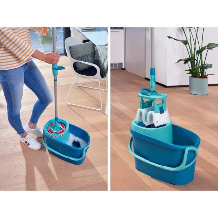 LEIFHEIT Clean Twist M Ergo 52120 Set per la pulizia dei pavimenti - Mocio per pavimenti con coperchio da 33 cm e secchio con rotazione facile