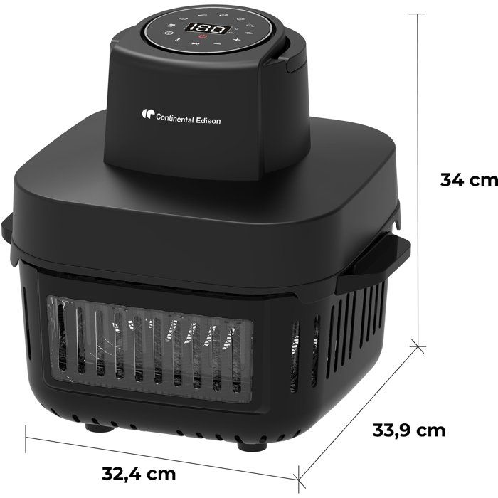 Friggitrice ad aria in vetro Continental Edison CEFR642G - 1600W - 6L e 4,2L - Nera