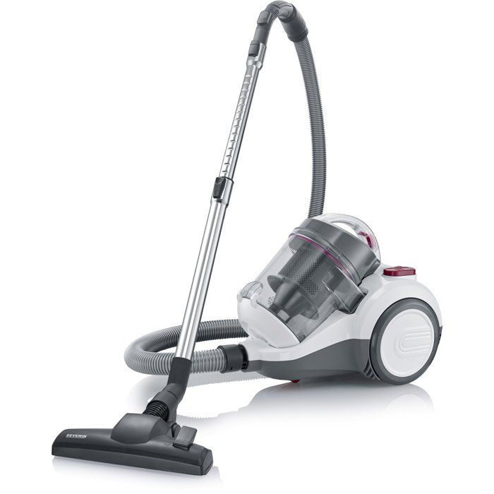 Aspirapolvere ciclonico a traino senza sacco - SEVERIN CY7088 - 750 W - 79 dB - 2 L - Bianco/Rosso