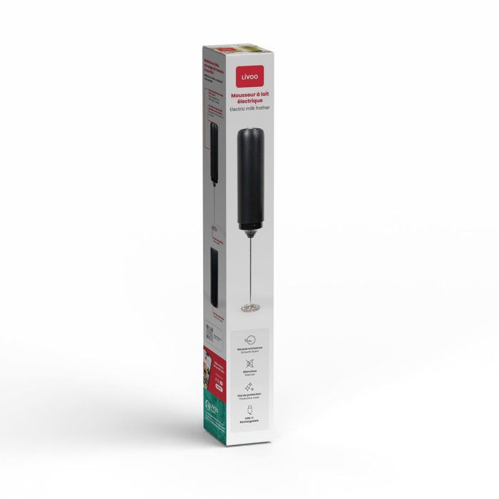 Montalatte elettrico ricaricabile - LIVOO - DOD225N - Funziona con una semplice pressione - Nero