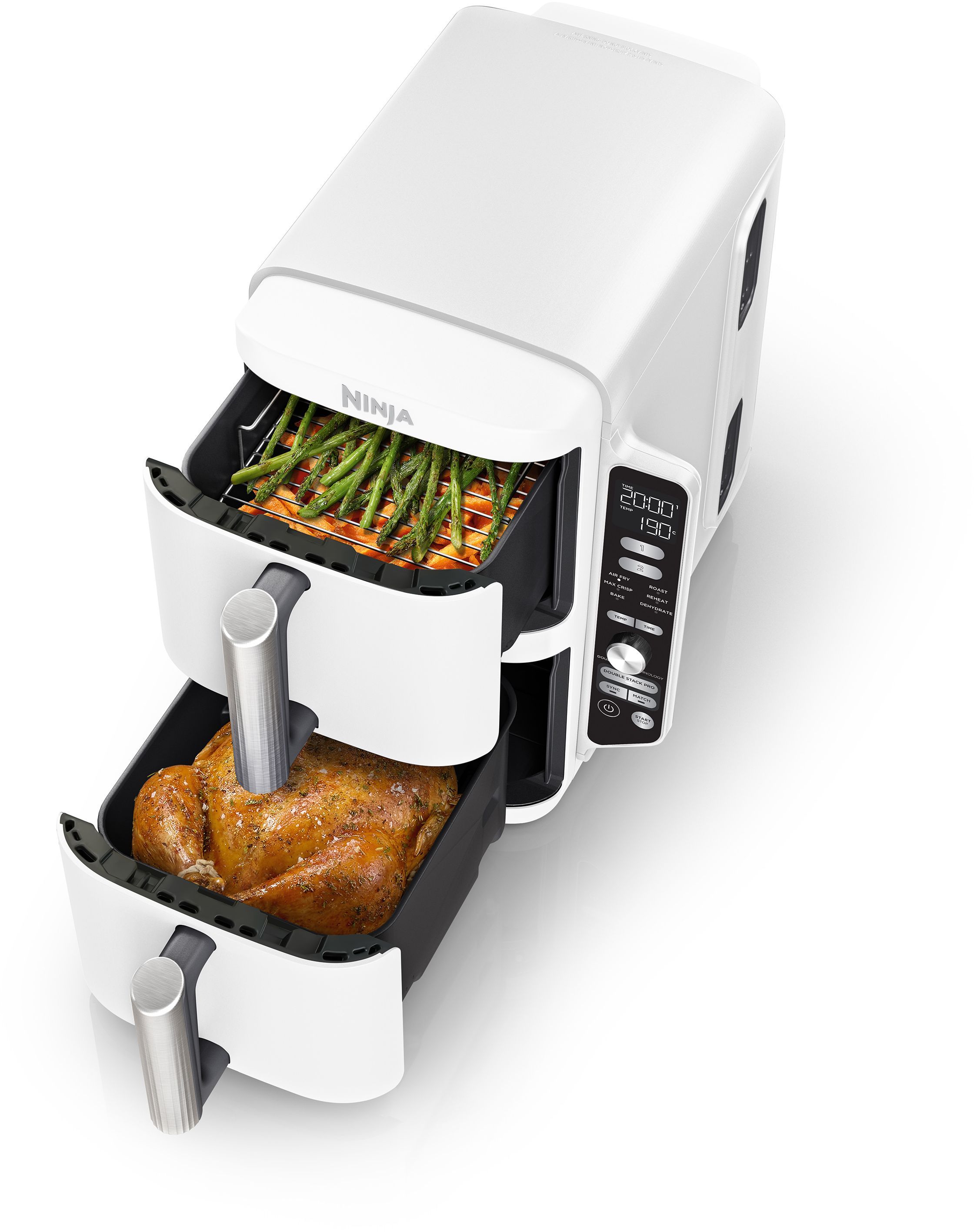Friggitrice ad aria NINJA - Doppia pila XL SL400EUWH - Capacit� 9,5 l - 6 programmi di cottura - Bianco - 2470 W