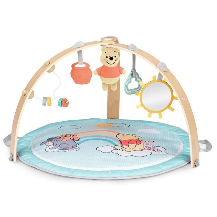 DISNEY BABY - WINNIE - Tappetino da gioco reversibile, pieghevole e convertibile per neonati - arco in legno - giocattoli sensoriali e musicali, specchio