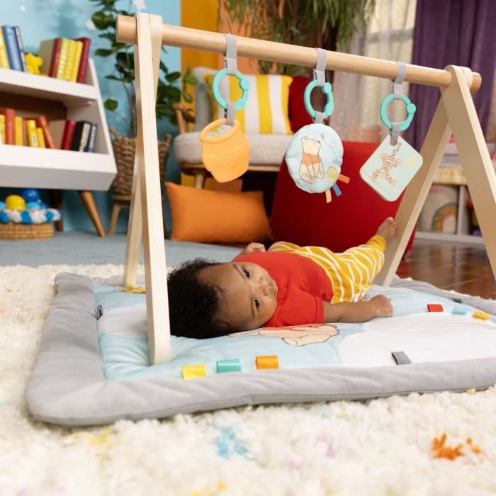 Tappetino da gioco Disney, WINNIE THE POOH - BRIGHT STARTS - Once Upon a Tummy Time - Arco attivit� in legno - Blu - Neonati e +
