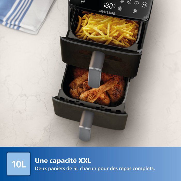 Friggitrice ad aria PHILIPS - Serie 4000 Vertical Duo NA461/00 - Capacit� 10 litri - Doppio serbatoio - 2750 W
