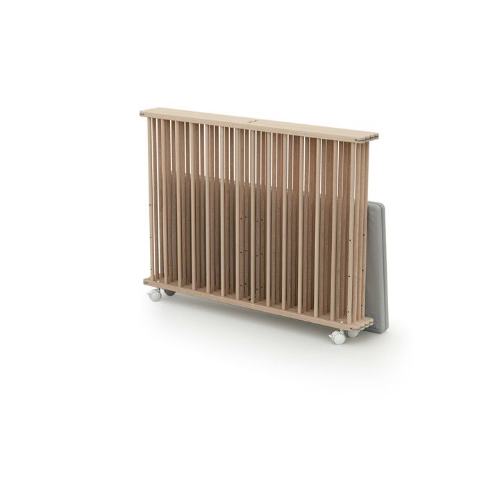 Box pieghevole quadrato - WEBABY - CALI - 100 x 100 cm - 4 ruote - Fino a 24 mesi - Faggio grezzo