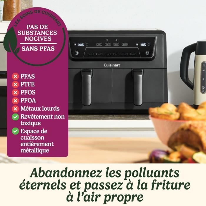 Freidora de aire CUISINART AFD10OBLE - Capacidad de 10,4 L - Tanque doble - Negra - 2400 W