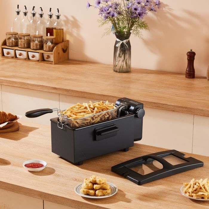 Friggitrice - CONTINENTAL EDISON - CEFR3BLK - 3 L - 2000 W - 1 cestello - Nero