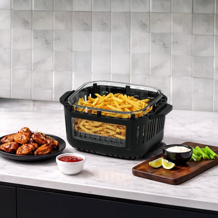 Friggitrice ad aria in vetro Continental Edison CEFR642G - 1600W - 6L e 4,2L - Nera