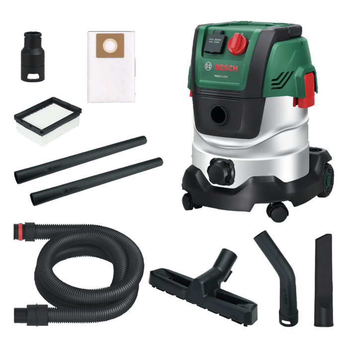 Aspirapolvere universale BOSCH - PAS 20-220PRS - 1300W - 65 l/s - Serbatoio 20L - 220 mbar