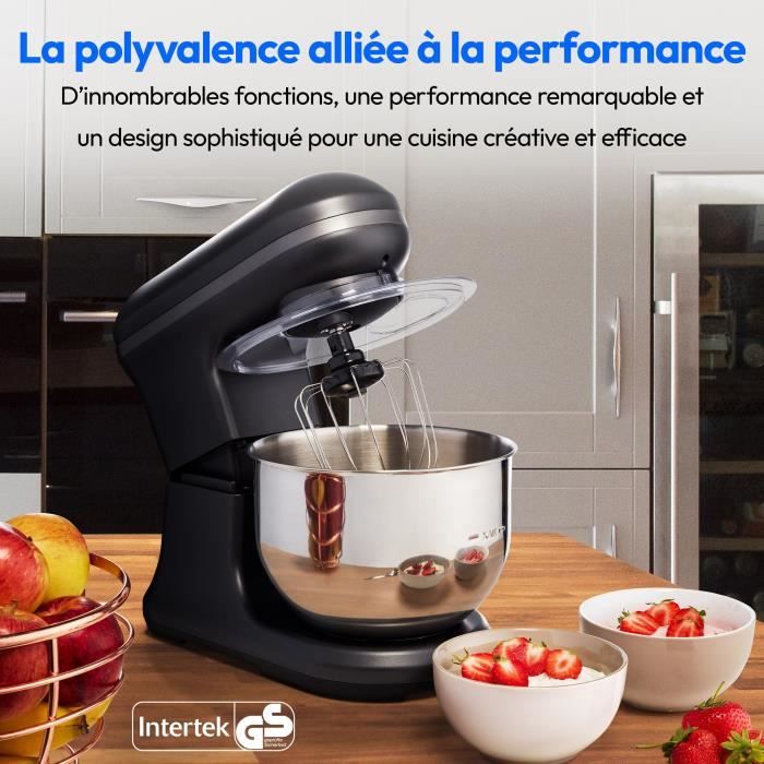Robot da pasticceria - MEDION - MD18420 - 1200 W - 5 L - 8 velocit� - Ciotola per gelato - Nero
