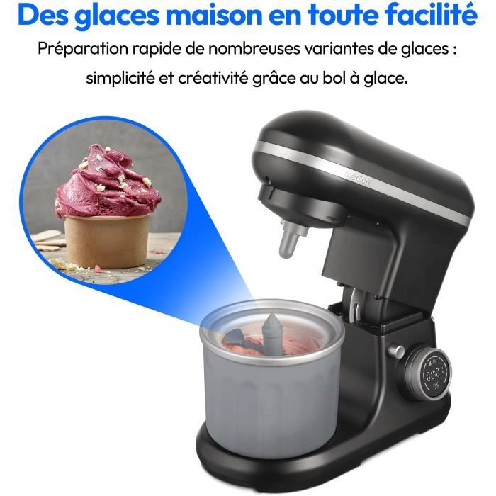 Robot da pasticceria - MEDION - MD18420 - 1200 W - 5 L - 8 velocit� - Ciotola per gelato - Nero