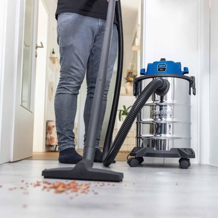 Aspirapolvere per solidi e liquidi VC25 - 1200W - Serbatoio in acciaio inox da 25 litri - SCHEPPACH