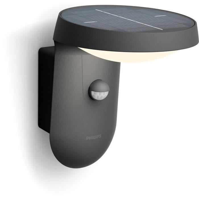 Applique da parete - PHILIPS - Tyla - ad energia solare - Antracite - Con sensore - 1,2 W