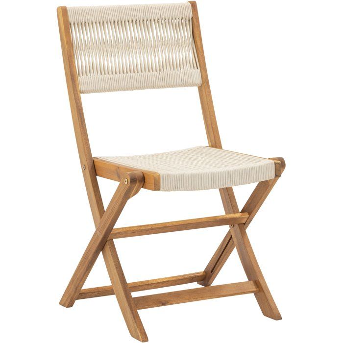 Set di 2 sedie pieghevoli da giardino - AWANA - Legno di acacia certificato FSC - Corda intrecciata - 52 x 48 x 85 cm