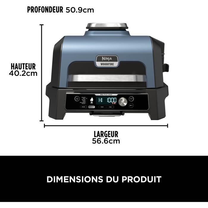 Barbecue elettrico con affumicatore e termosonda - NINJA - Woodfire Pro Connect XL - OG901EU - Pellet per legna da ardere