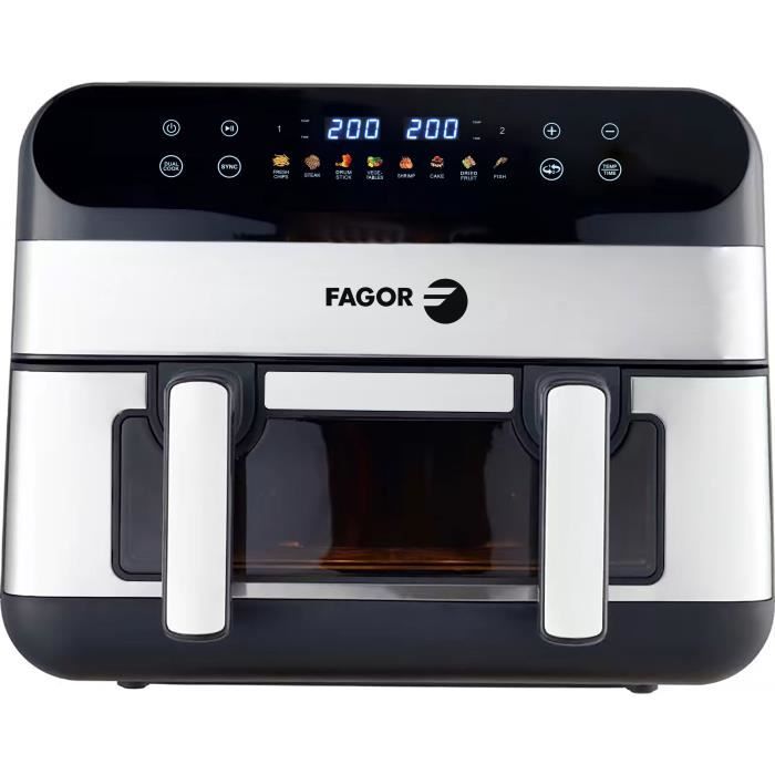 Friggitrice senza olio - FAGOR - Airfryer FGF10 - 10 L - 2400 W - Touch screen - 8 modalit� preregistrate - Ampia vasca di cottura