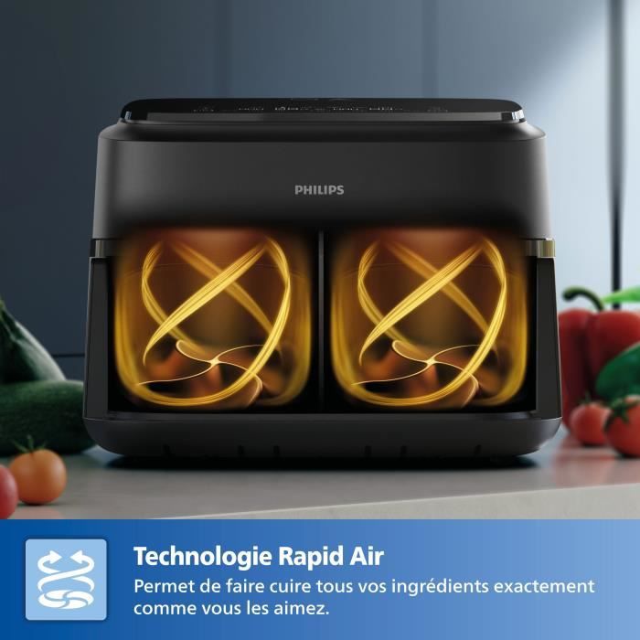 Friggitrice ad aria PHILIPS XXL NA351/00 - Capacit� 7,1 l - Doppia vasca - 6 programmi preimpostati - 2450 W