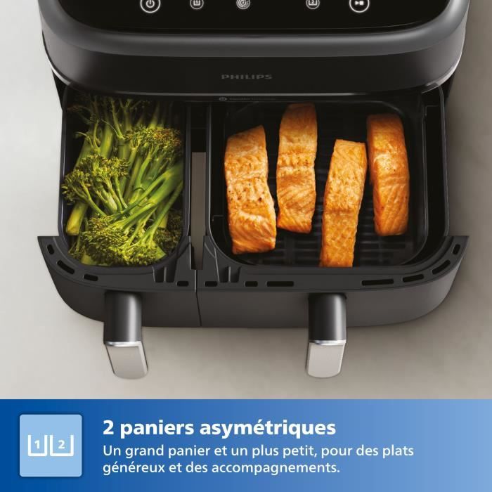 AirFryer - PHILIPS - NA351/00 - Acciaio inossidabile - 9,0 L - Doppia vasca - 38,25 x 44,39 x 31,42 cm