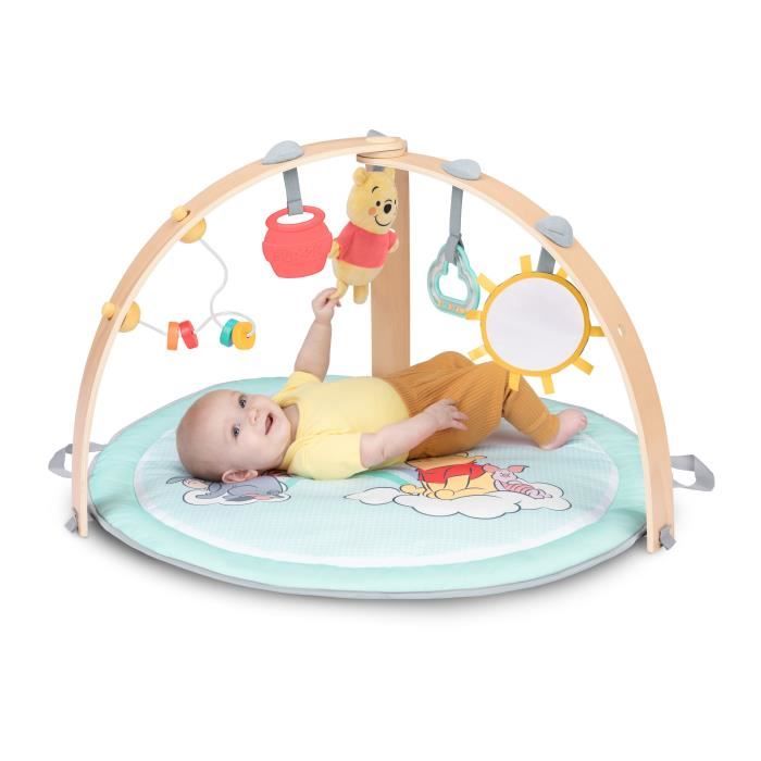 DISNEY BABY - WINNIE - Tappetino da gioco reversibile, pieghevole e convertibile per neonati - arco in legno - giocattoli sensoriali e musicali, specchio