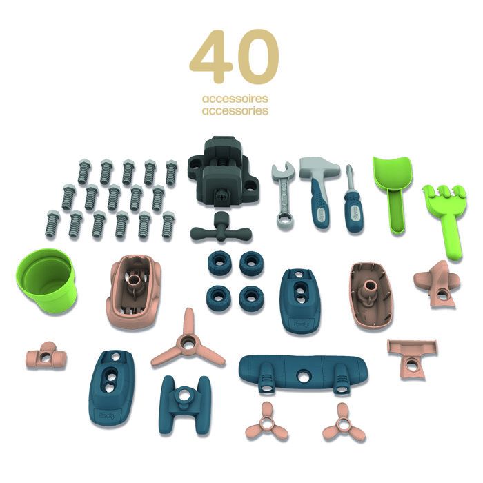 Smoby Life - Laboratorio fai da te adattato alle case Smoby - Prodotto in Francia - Materiali riciclati - 39 accessori - Et� 2+