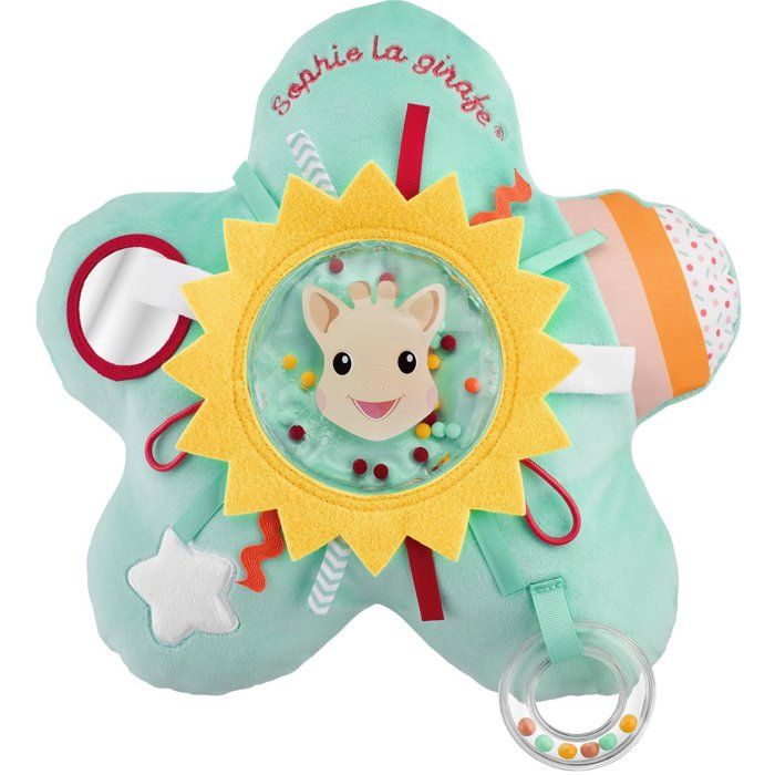 Cuscino attivit� Sophie la giraffa - Sole - Attivit� sensoriali - Specchio - Texture e perline