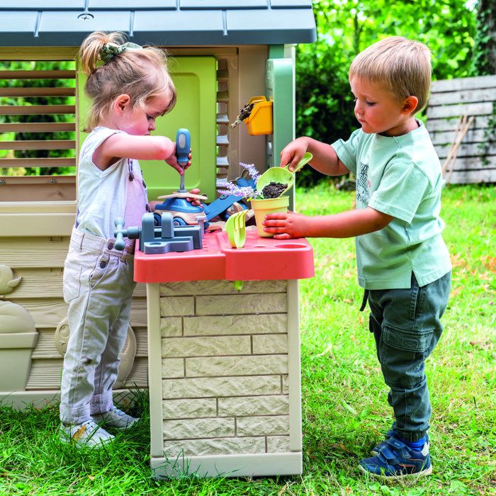 Smoby Life - Laboratorio fai da te adattato alle case Smoby - Prodotto in Francia - Materiali riciclati - 39 accessori - Et� 2+