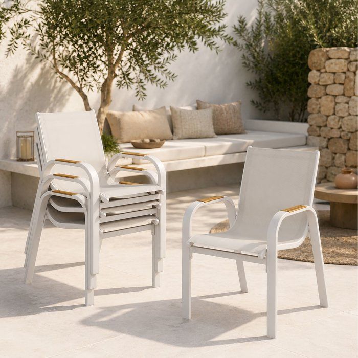 Set di 4 sedie da giardino per pranzo - VIANEA - Alluminio e textilene - 52 x 64,5 x 86,5 cm