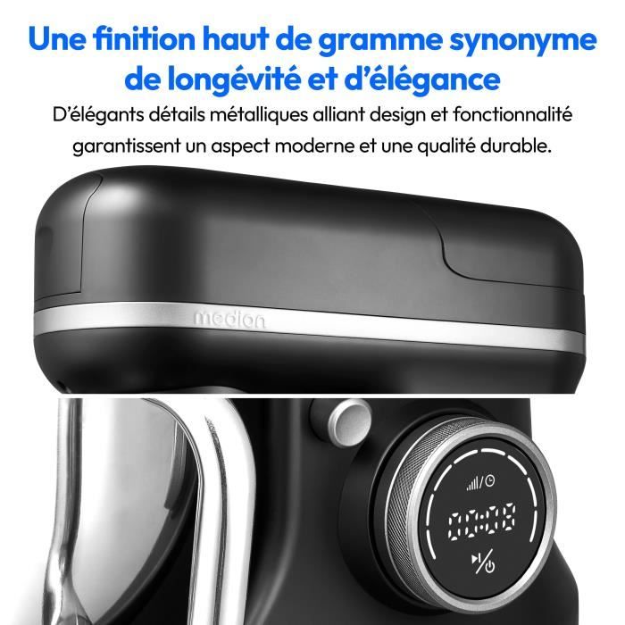 Robot da cucina 3 in 1 - MEDION - MD18430 - 1200 W - 5 L - 8 velocit� - Funzione tritatutto - Nero