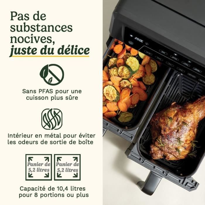 Freidora de aire CUISINART AFD10XBLE - Capacidad de 10,4 L - Tanque doble - Negra - 2400 W