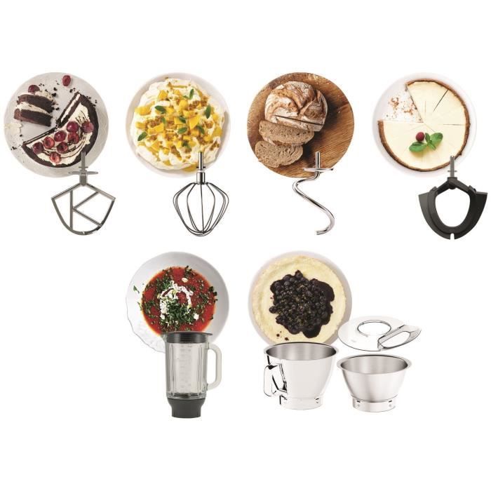 Kenwood KVC85.124SI - Robot pasticceria multifunzione Chef Baker - 2 ciotole 5L e 3,5L - 1200W - Bilancia integrata 6kg - Argento