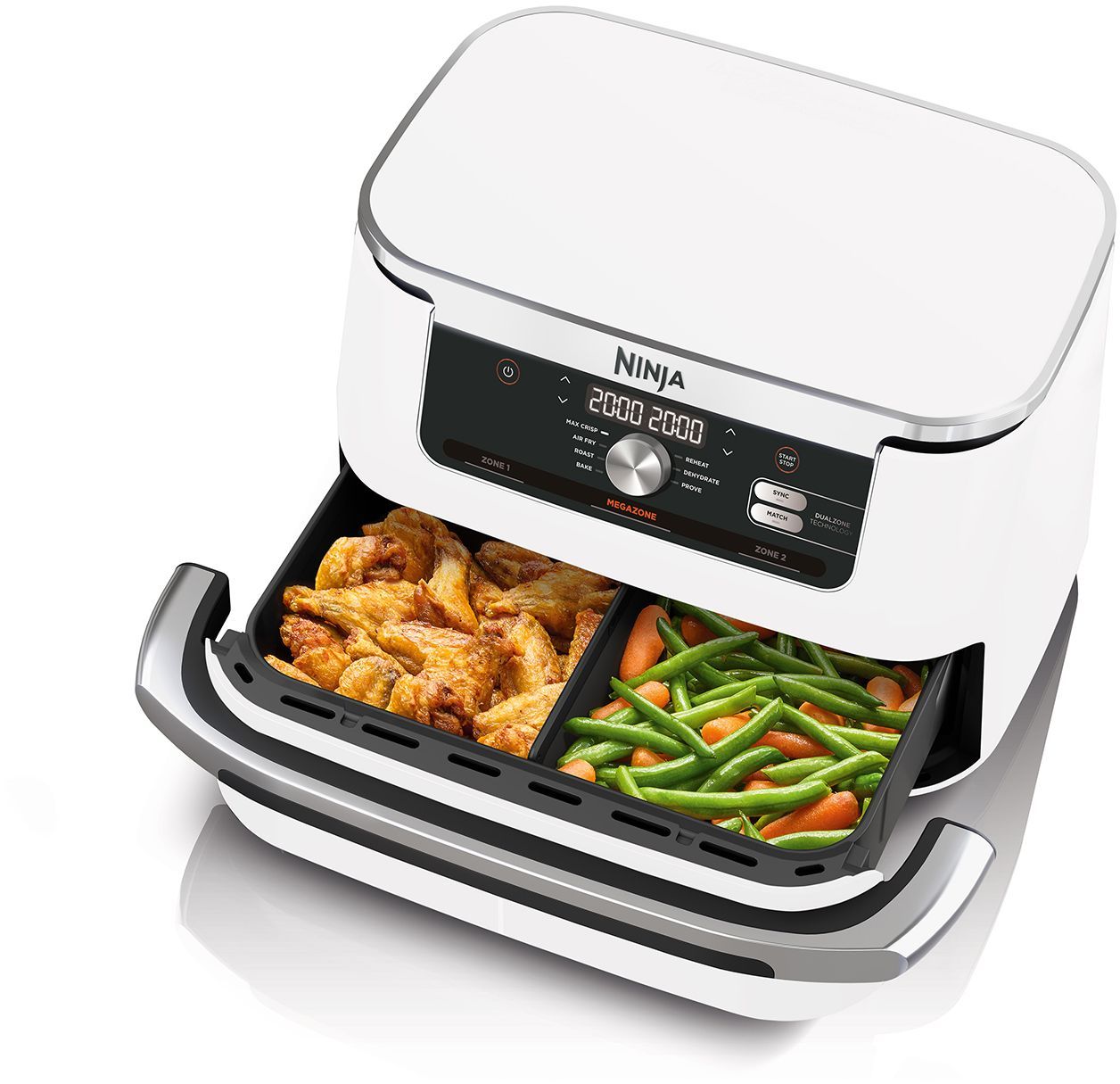 Friggitrice ad aria NINJA Foodi Flex AF500EUWH - Capacit� 10,4 l - 7 programmi di cottura - Bianco - 2470 W