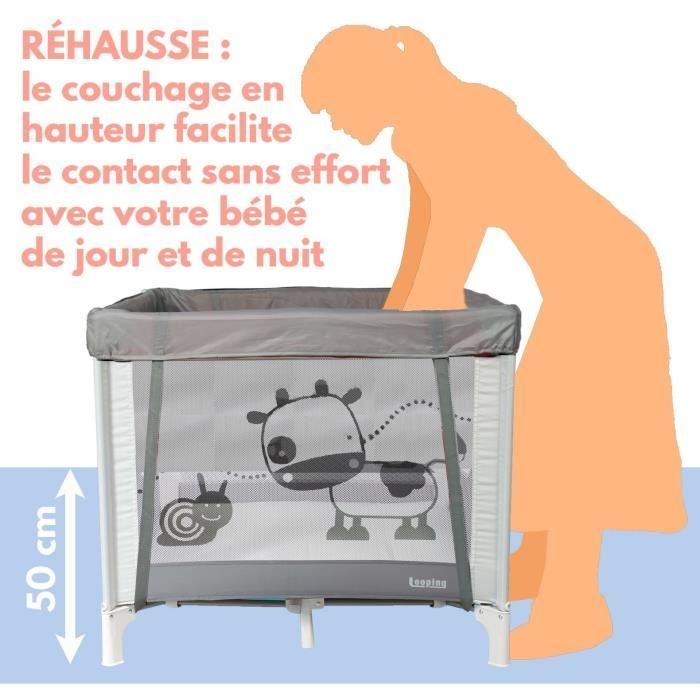 BAMBISOL - Box/culla pieghevole per bambini 90x90 cm con 2 livelli per dormire - Borsa per il trasporto, area giochi