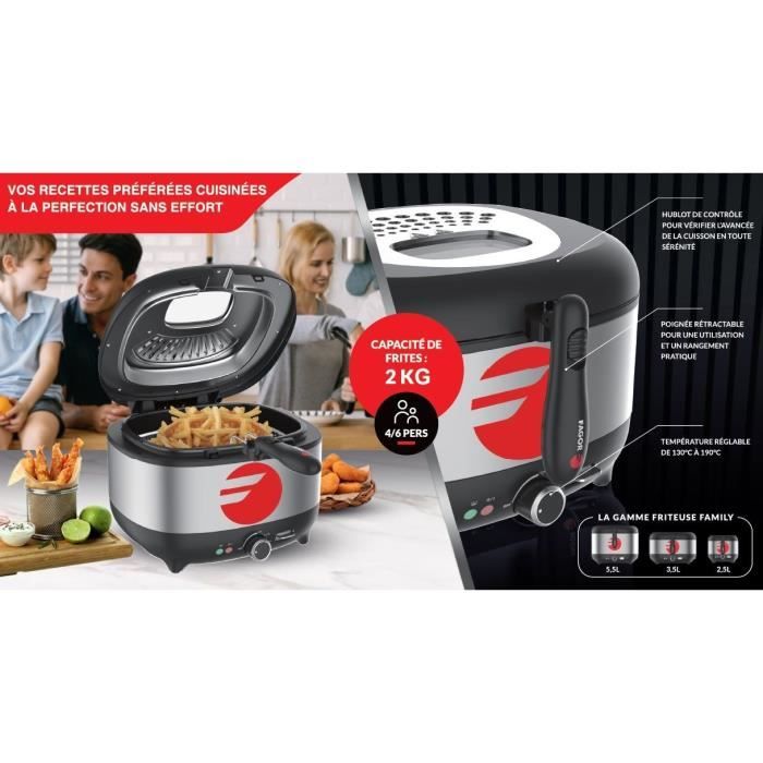 Friggitrice Elettrica - FAGOR - FG2310 - 3,5 L -1800 W - Filtro antiodore - Corpo in acciaio