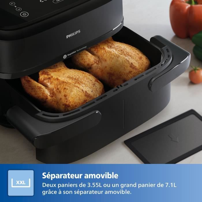 Friggitrice ad aria PHILIPS XXL NA351/00 - Capacit� 7,1 l - Doppia vasca - 6 programmi preimpostati - 2450 W