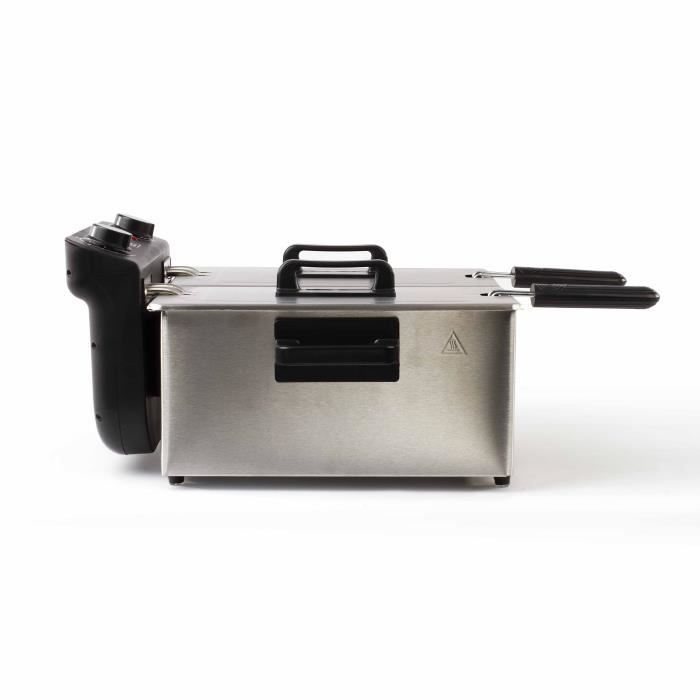 LIVOO DOC217 Friggitrice doppia 2 x 3 L in acciaio 3300W - Nero + Grigio