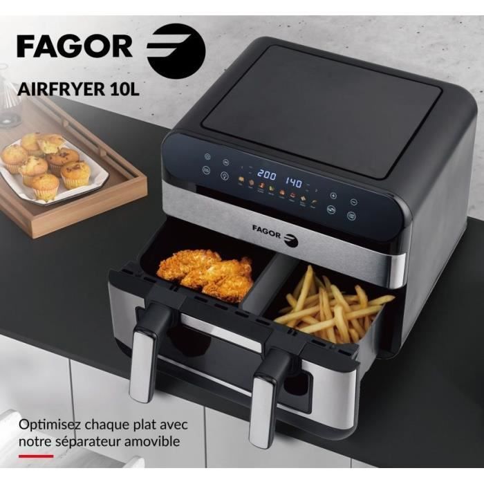 Friggitrice senza olio - FAGOR - Airfryer FGF10 - 10 L - 2400 W - Touch screen - 8 modalit� preregistrate - Ampia vasca di cottura