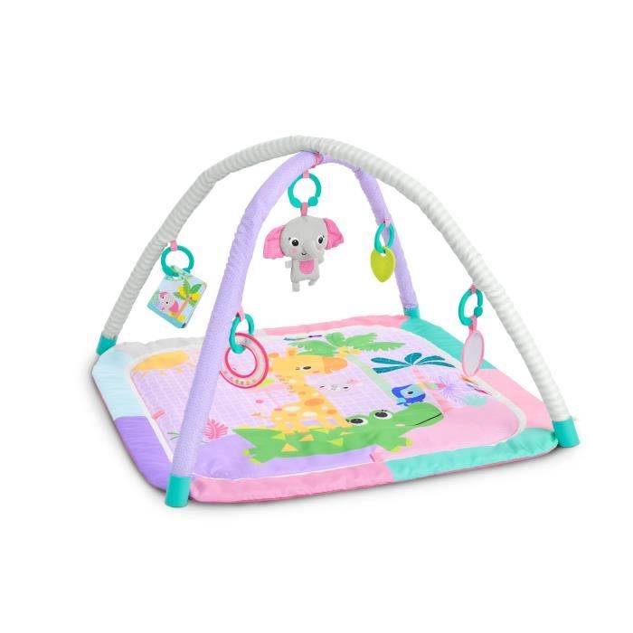 Tappetino attivit� pieghevole per bambini BRIGHT STARTS - Rosa giungla - Arco con giocattoli sensoriali e musicali, specchio