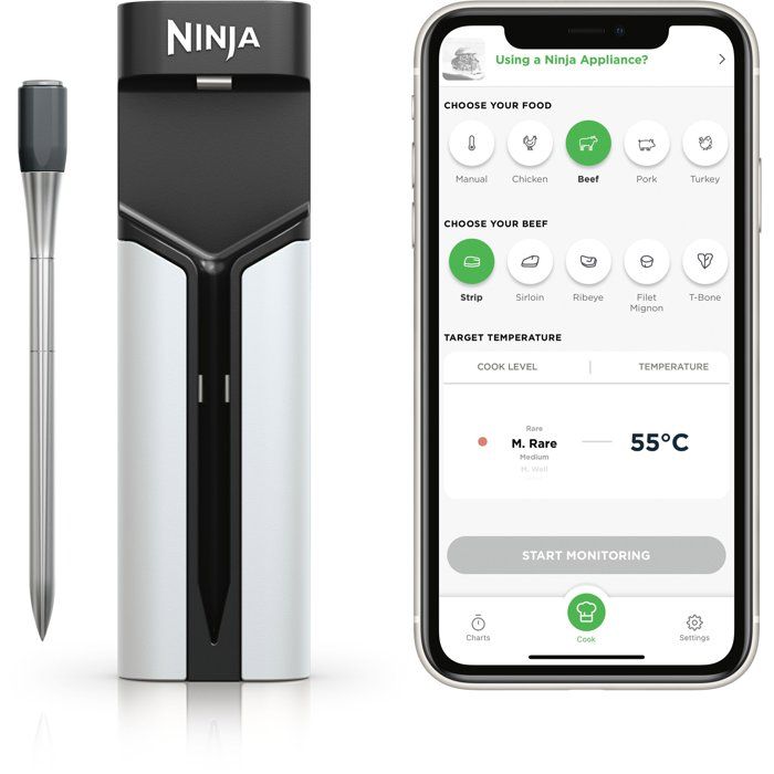 Termometro a sonda NINJA Connected - WP100EU - Wireless ProChef - Monitoraggio Bluetooth/Wi-Fi - Per cucinare e grigliare