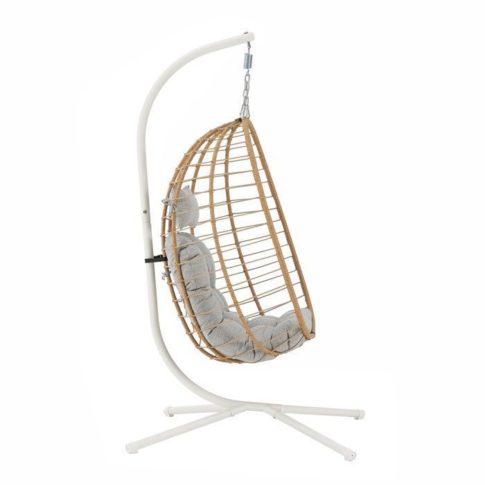 Poltrona sospesa a uovo - PALAVA - Struttura in acciaio - Intreccio in rattan sintetico - P95 x L98 x A200 cm