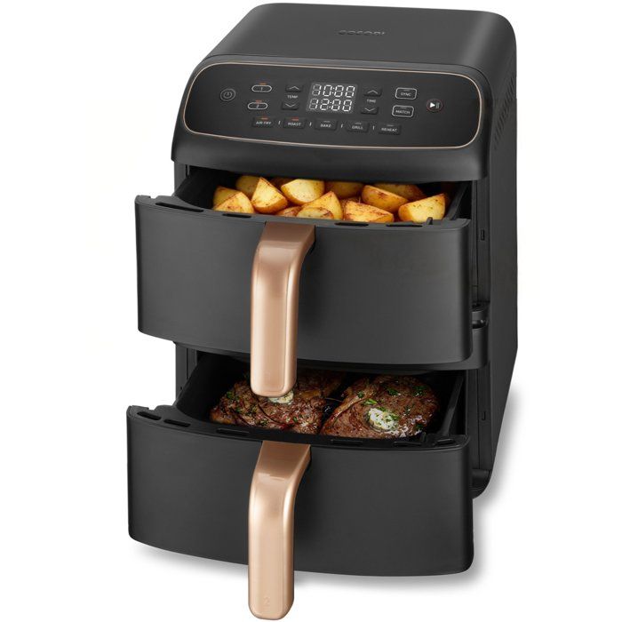 Friggitrice ad aria compatta COSORI Turbo Tower� - Capacit� 8,6 l - 2 vasche - 5 programmi - 2630 W - Nero