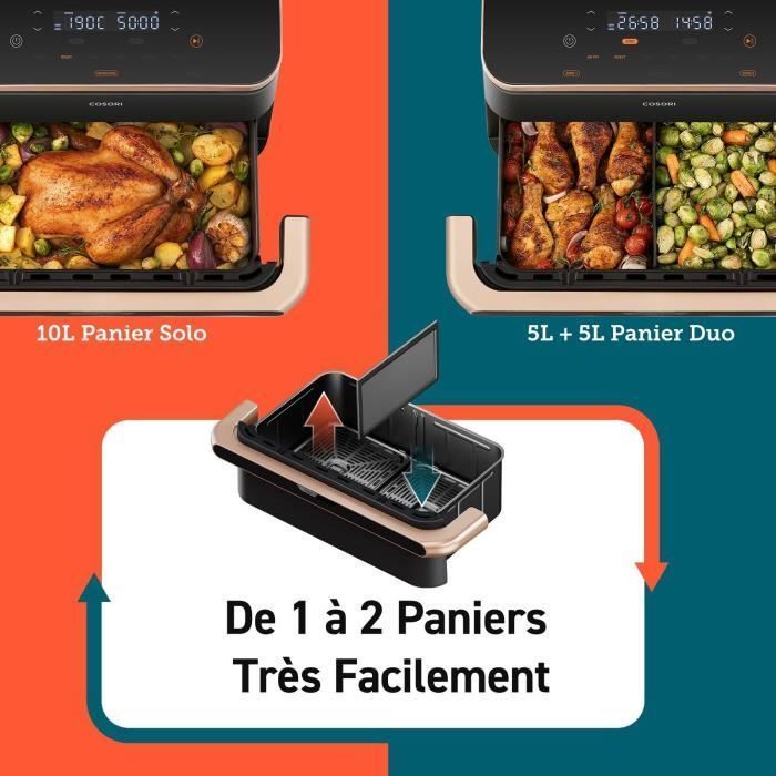 Friggitrice senza olio COSORI - Dual Blaze Twinfry Chef Edition - Capacit� 10 l - 6 programmi - 2800 W - Nero