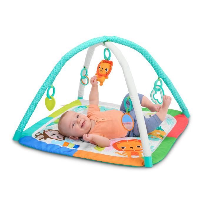 Tappetino attivit� pieghevole per bambini BRIGHT STARTS - Jungle Blue - Arco con giocattoli sensoriali e musicali, specchio