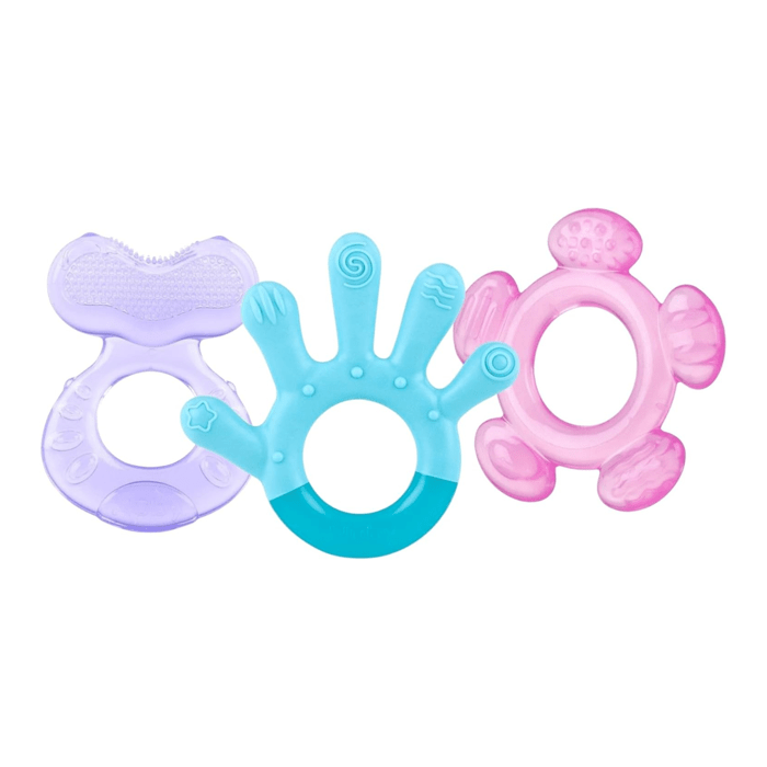 Anelli per la dentizione a 3 fasi - NUBY - Massaggiagengive a 3 fasi - Sicuro per il frigorifero - Dai 3 mesi - Blu / Viola / Rosa
