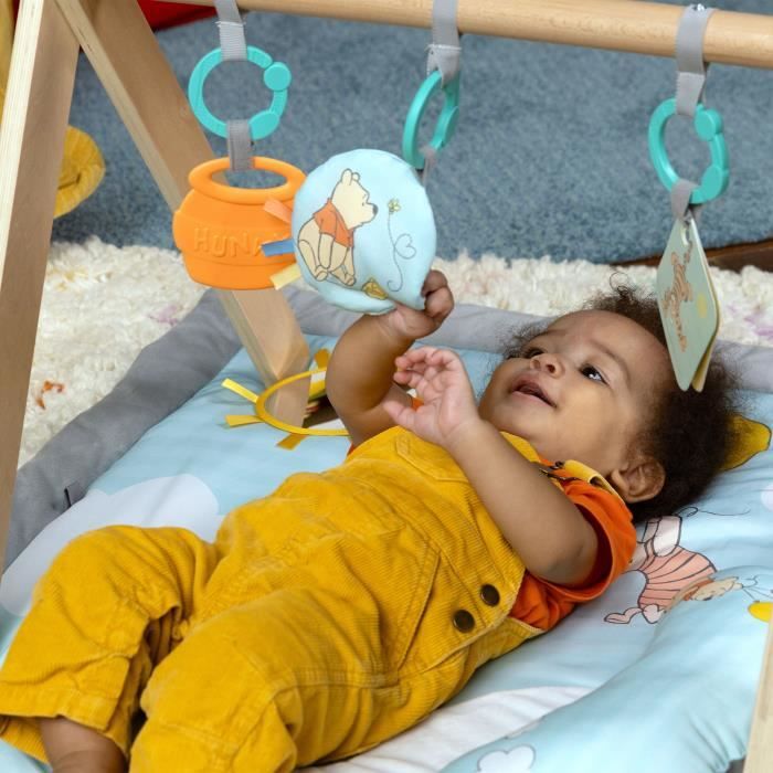 Tappetino da gioco Disney, WINNIE THE POOH - BRIGHT STARTS - Once Upon a Tummy Time - Arco attivit� in legno - Blu - Neonati e +