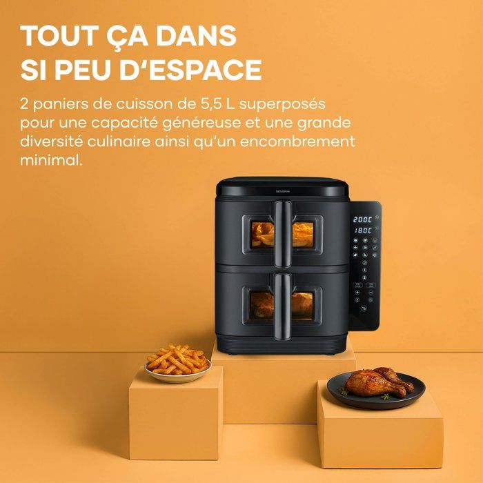 Friggitrice ad aria - SEVERIN - AirFryer FR9598 - Capacit� 11L - Doppio serbatoio - 9 programmi - Touchscreen - 2600W