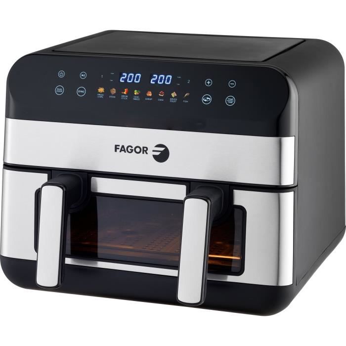 Friggitrice senza olio - FAGOR - Airfryer FGF10 - 10 L - 2400 W - Touch screen - 8 modalit� preregistrate - Ampia vasca di cottura