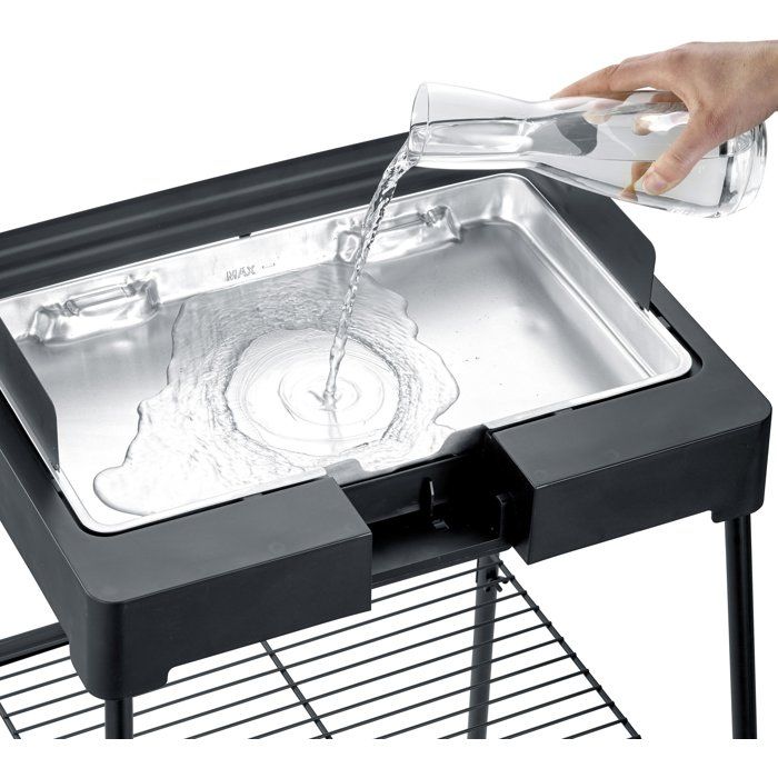 Barbecue elettrico con gambe - SEVERIN - PG8566 - 2200 W - Superficie di cottura 44,5 x 26 cm - Termostato regolabile - Nero