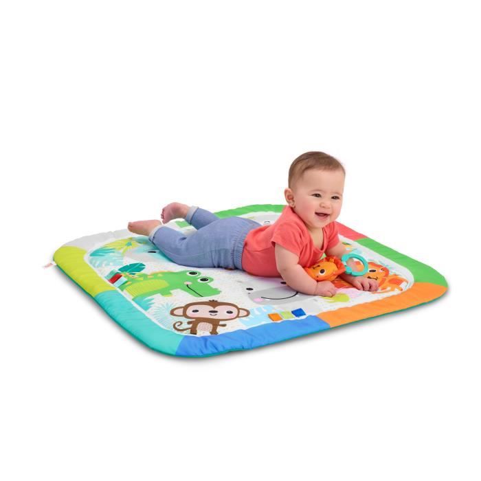 Tappetino attivit� pieghevole per bambini BRIGHT STARTS - Jungle Blue - Arco con giocattoli sensoriali e musicali, specchio